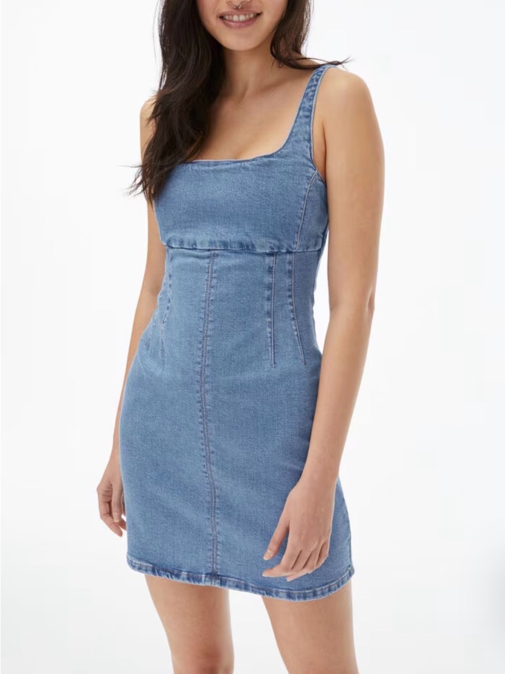 Aeropostale Light Blue Denim Square-Neck Mini Dress